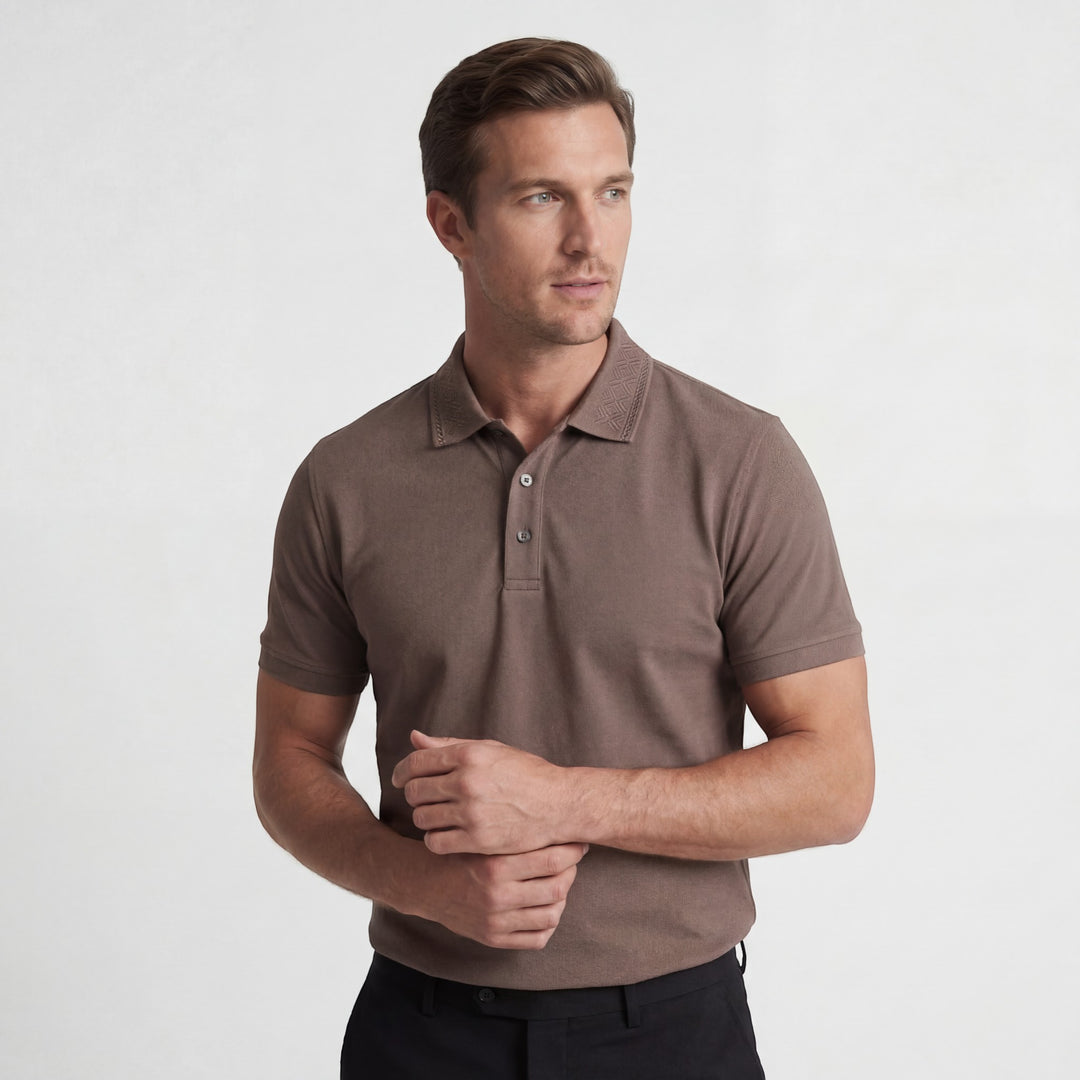Herren-Polo aus Baumwollstrick – Kurzärmeliges Polo mit Strickoptik