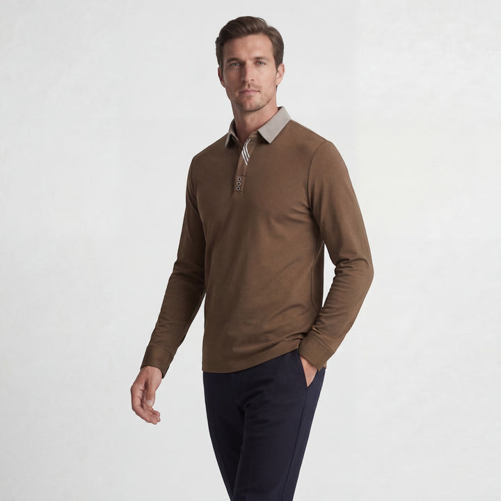 Polo Homme en Coton – Manches Longues Col Classique