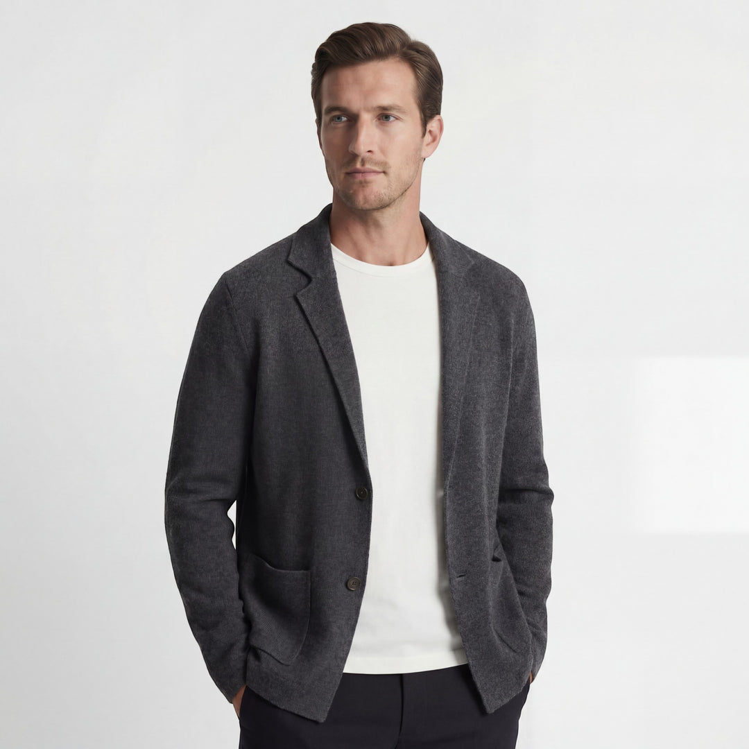Herren-Strickjacke aus merzerisierter Baumwolle mit V-Ausschnitt – Lässiger, taillierter Schnitt