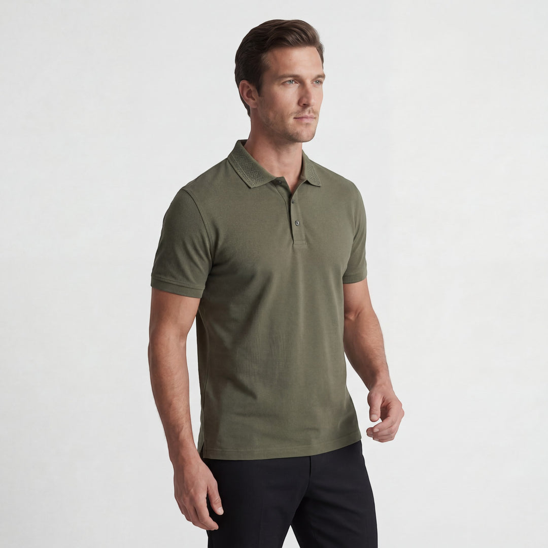 Herren-Polo aus Baumwollstrick – Kurzärmeliges Polo mit Strickoptik