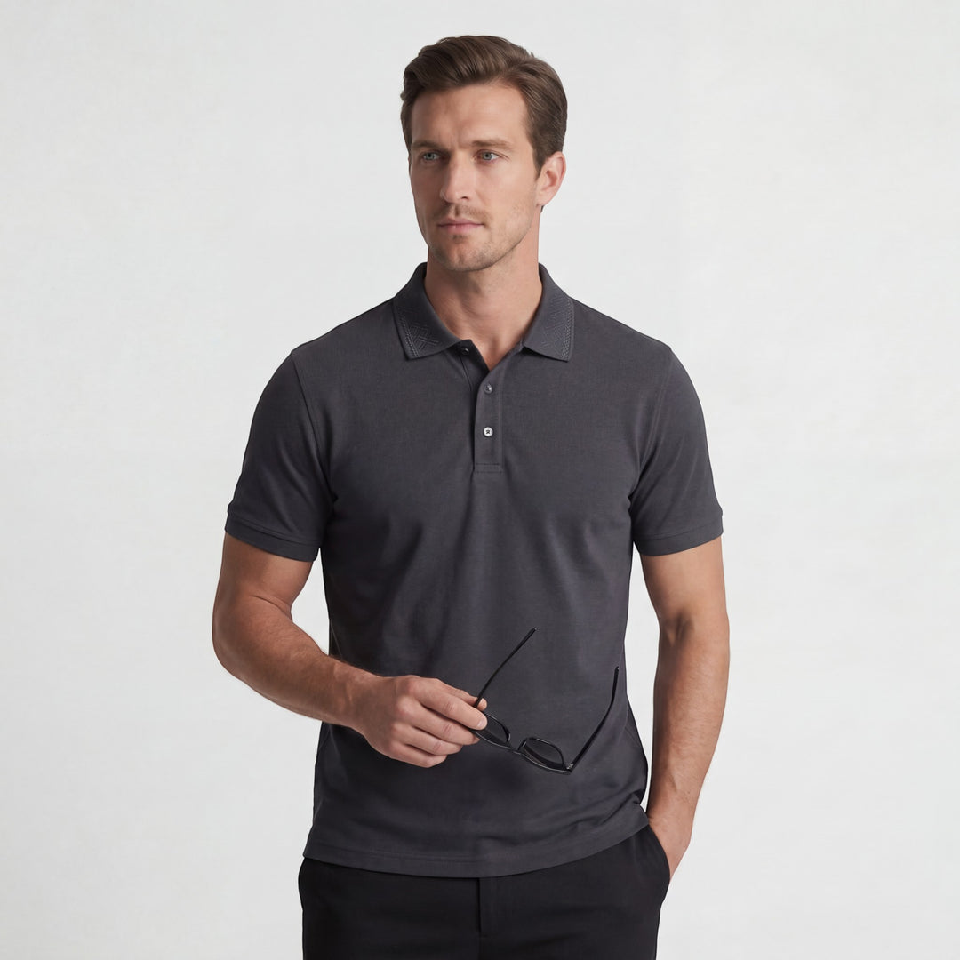 Herren-Polo aus Baumwollstrick – Kurzärmeliges Polo mit Strickoptik