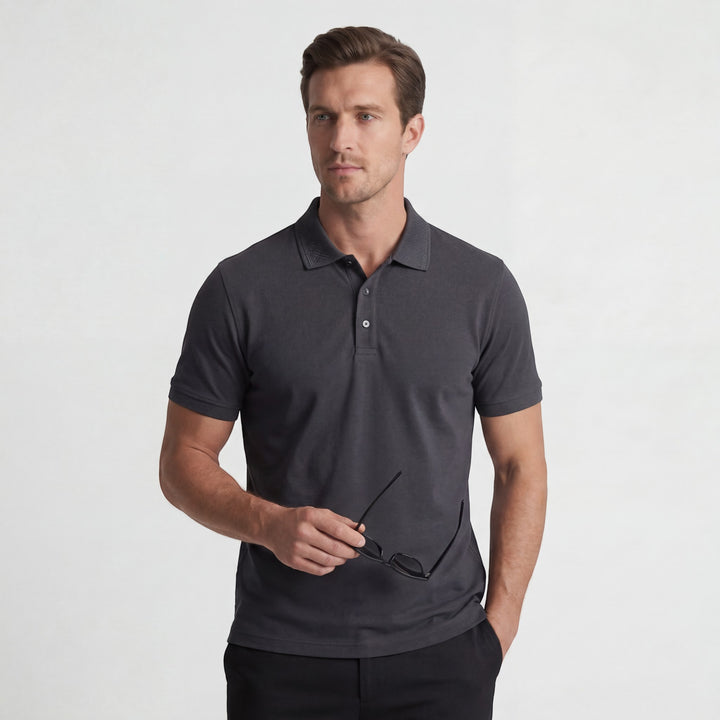 Herren-Polo aus Baumwollstrick – Kurzärmeliges Polo mit Strickoptik