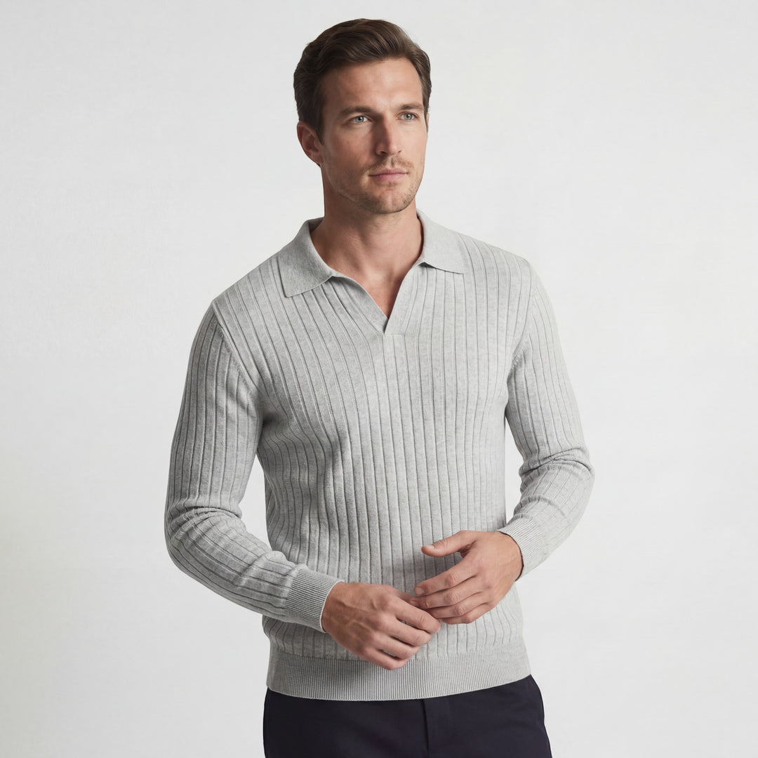 Polo Homme en Maille Viscose – Manches Longues Coupe Décontractée