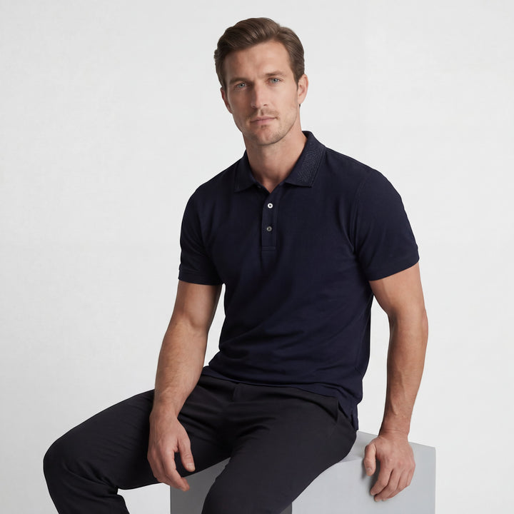 Herren-Polo aus Baumwollstrick – Kurzärmeliges Polo mit Strickoptik