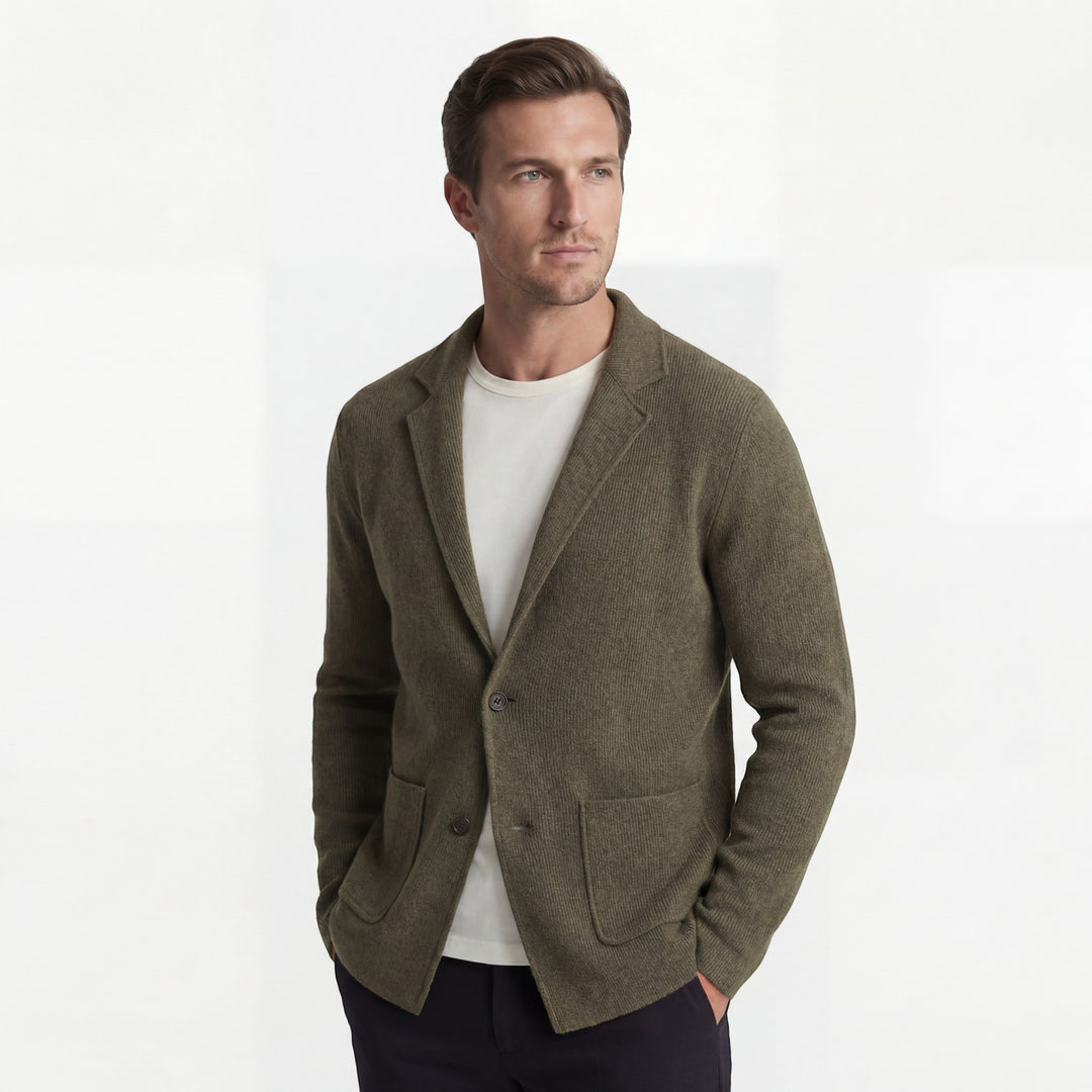Herren-Strickjacke aus merzerisierter Baumwolle mit V-Ausschnitt – Lässiger, taillierter Schnitt