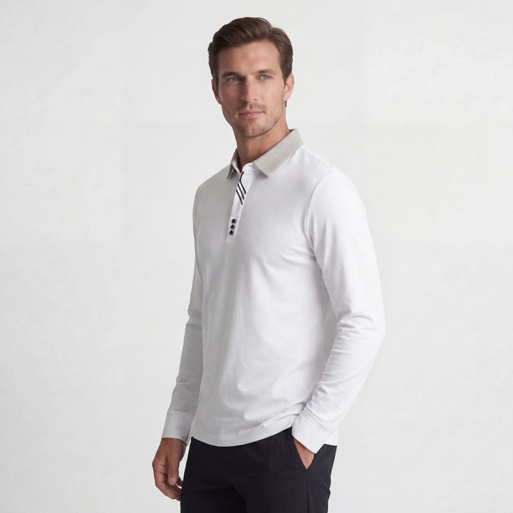 Polo Homme en Coton – Manches Longues Col Classique