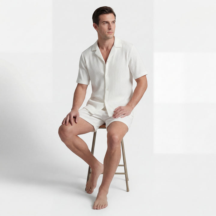 Herren-Set aus Kurzarmhemd und Shorts aus Cord – Lässiger Schnitt
