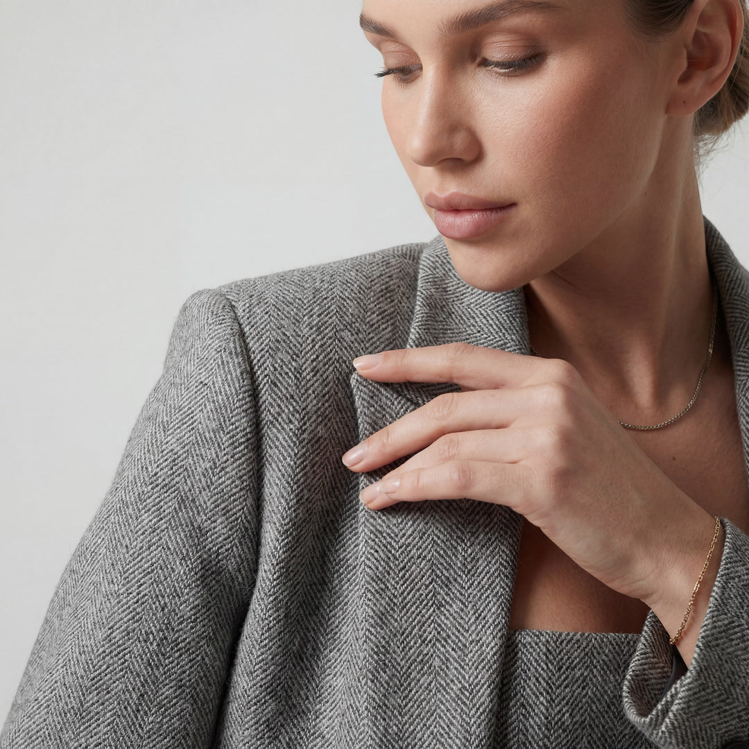 Riche | Ensemble Tailleur Femme Trois Pièces en Coton Chevron