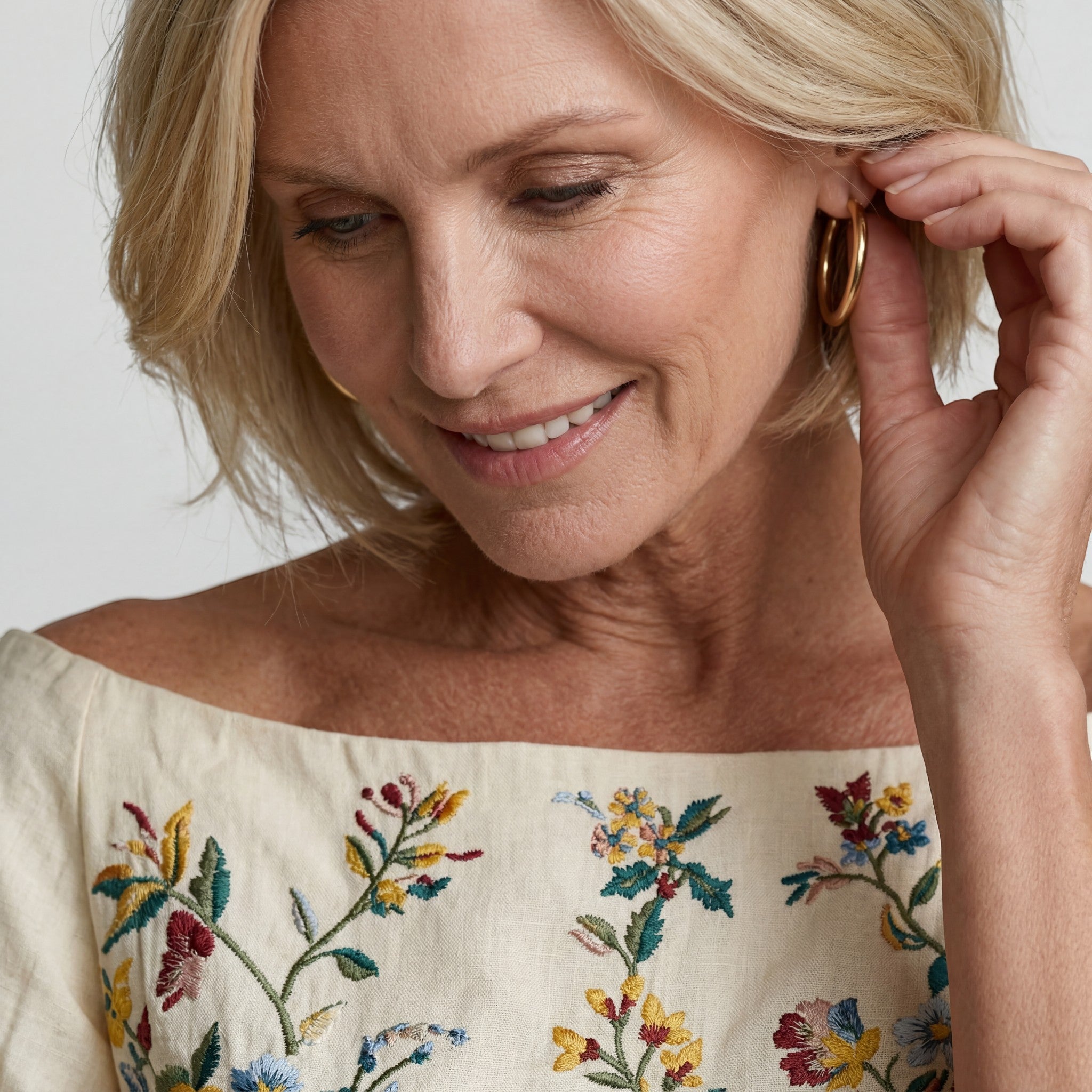 Robe Midi Épaules Dénudées Femme – Coupe Ajustée Tailleur | Mélange de Coton