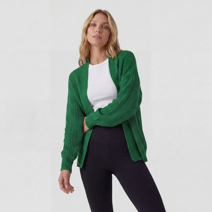 Cardigan Femme Maille Acrylique Ouvert – Manches Chauve-Souris Coupe Décontractée
