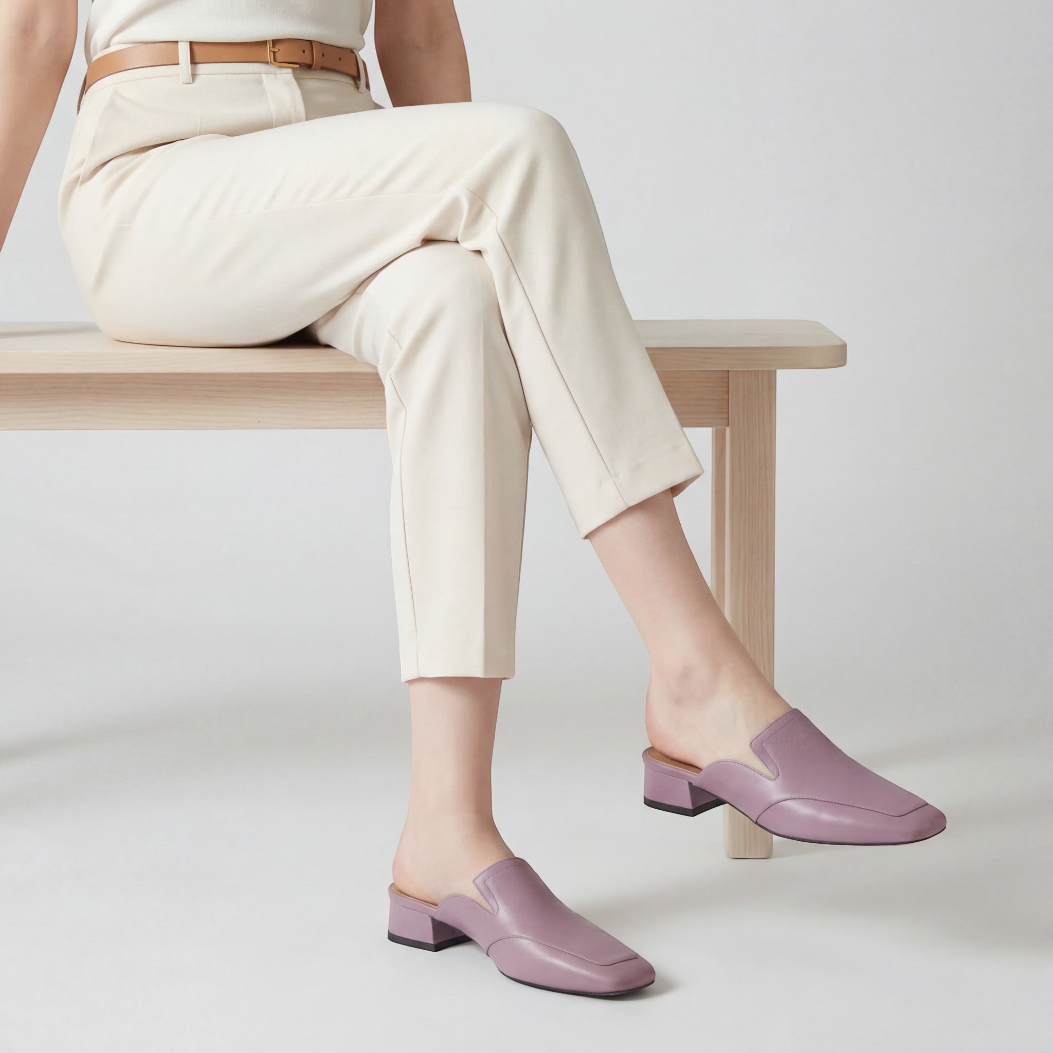 Mules à Talon Femme en Cuir – Bout Carré Chic