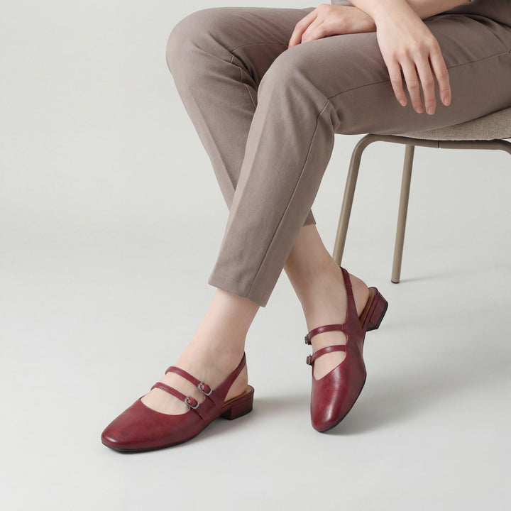 Flache Ledersandalen für Damen – Ein Riemen, Standard-Passform