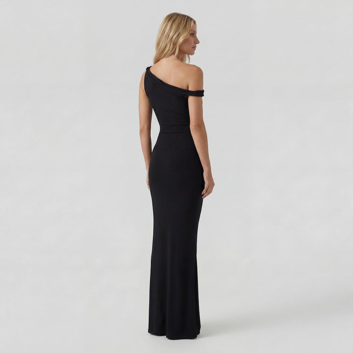 Women's One-Shoulder Stretch Knit Bodycon Dress – Elegant Maxi Style