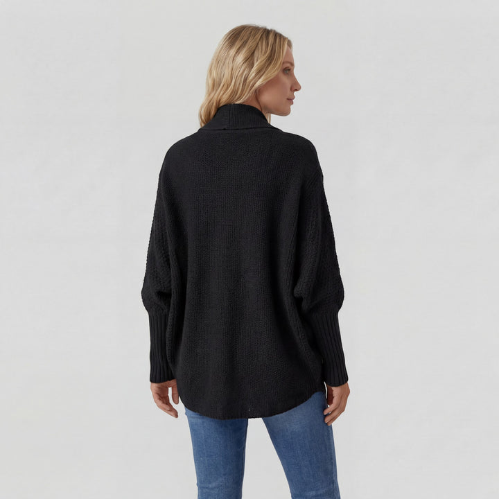 Women's Acrylic Blend Knit Cardigan – Batwing Sleeves, Loose Fit, Open Front
