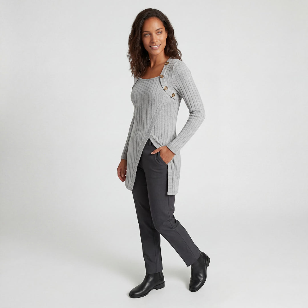 Riche | Asymmetrisches Oberteil für Damen aus Rippstrick