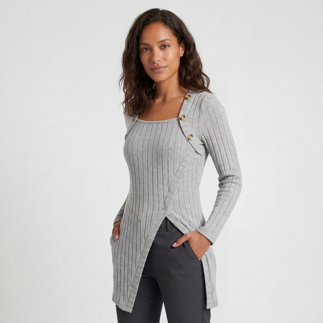 Riche | Asymmetrisches Oberteil für Damen aus Rippstrick