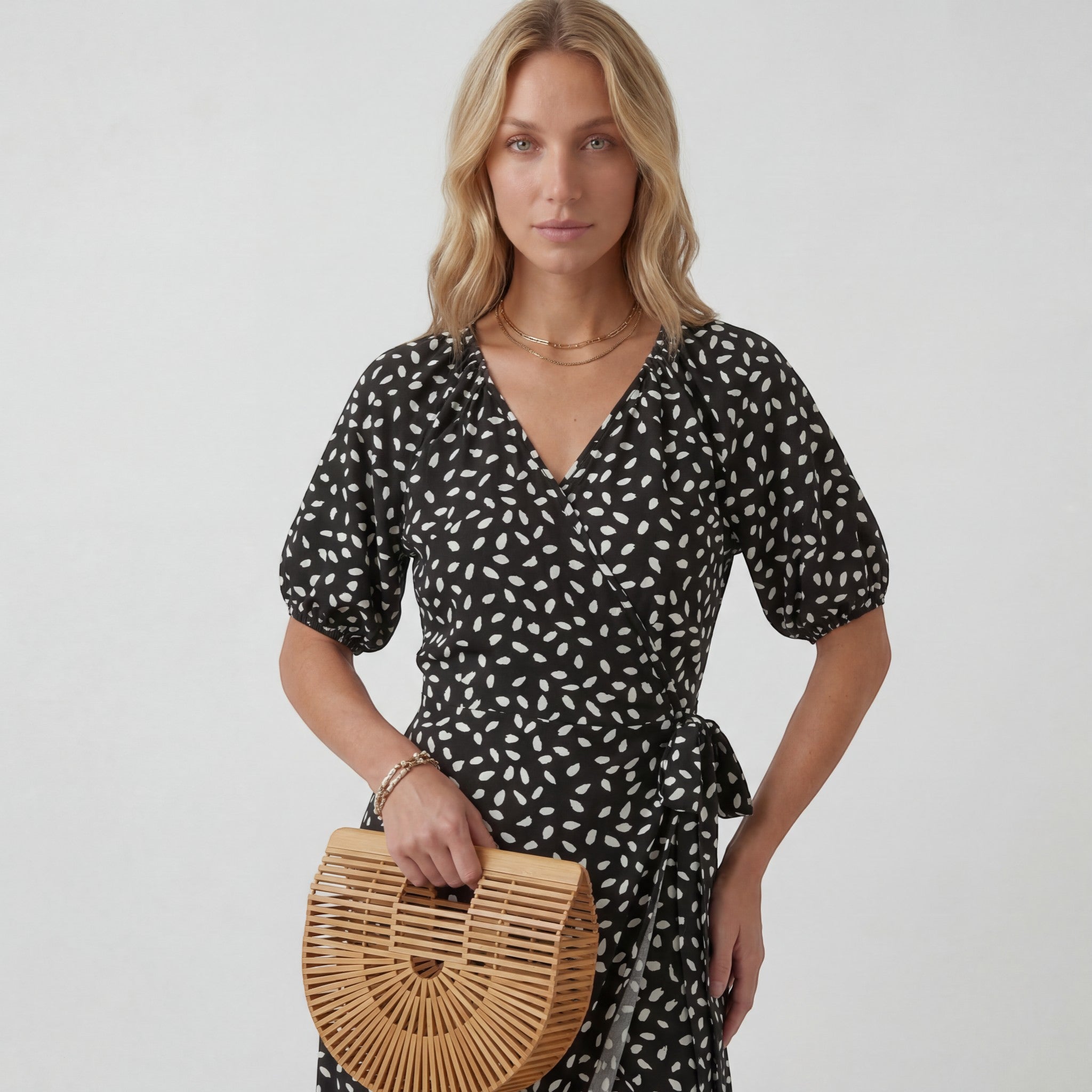 Robe Midi Femme Col V Coupe A – Jupe Fluide Fente Latérale | Drapé Léger Aérien