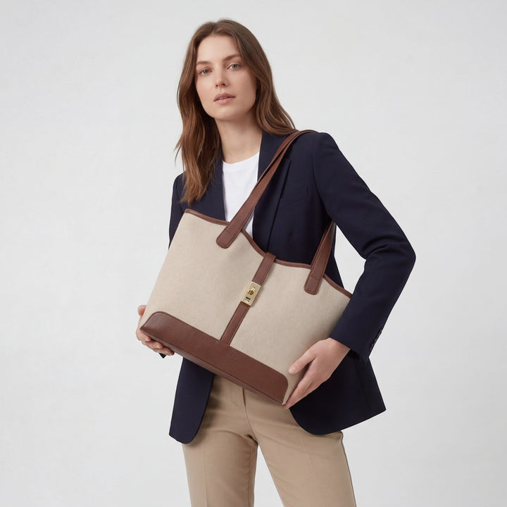Structured canvas tote bag for women – Large capacity