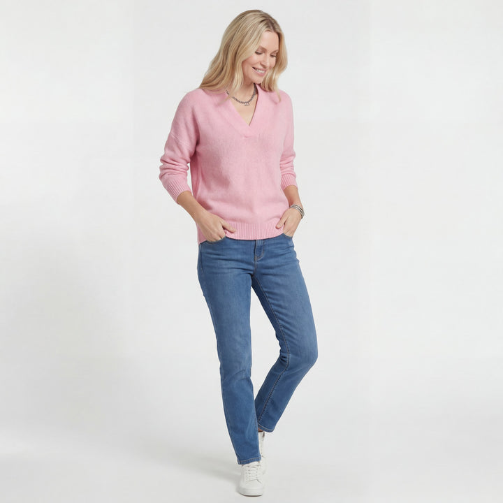 Pull Femme Col V – Coupe Ample Décontractée | Maille Fine Lisse