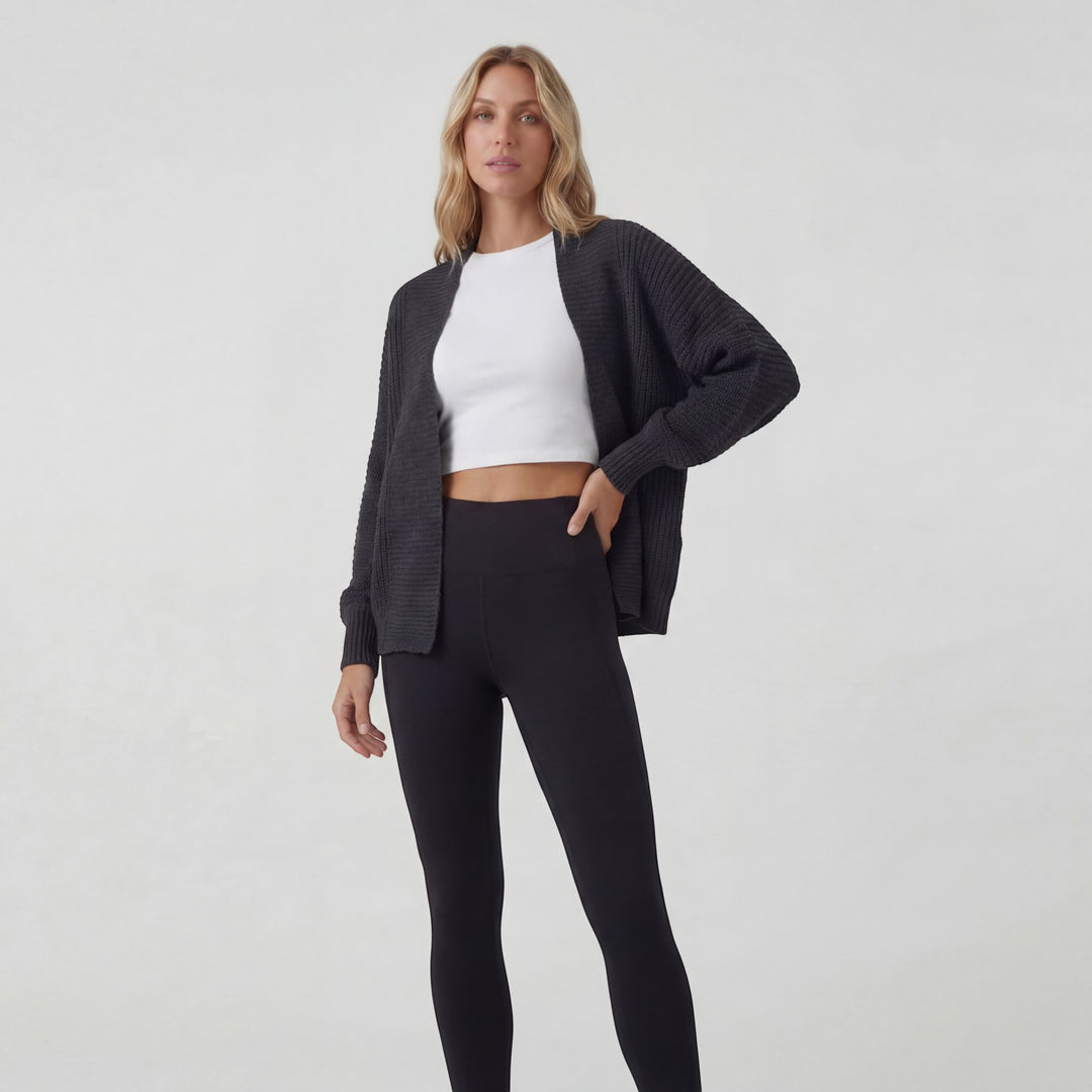 Cardigan Femme Maille Acrylique Ouvert – Manches Chauve-Souris Coupe Décontractée