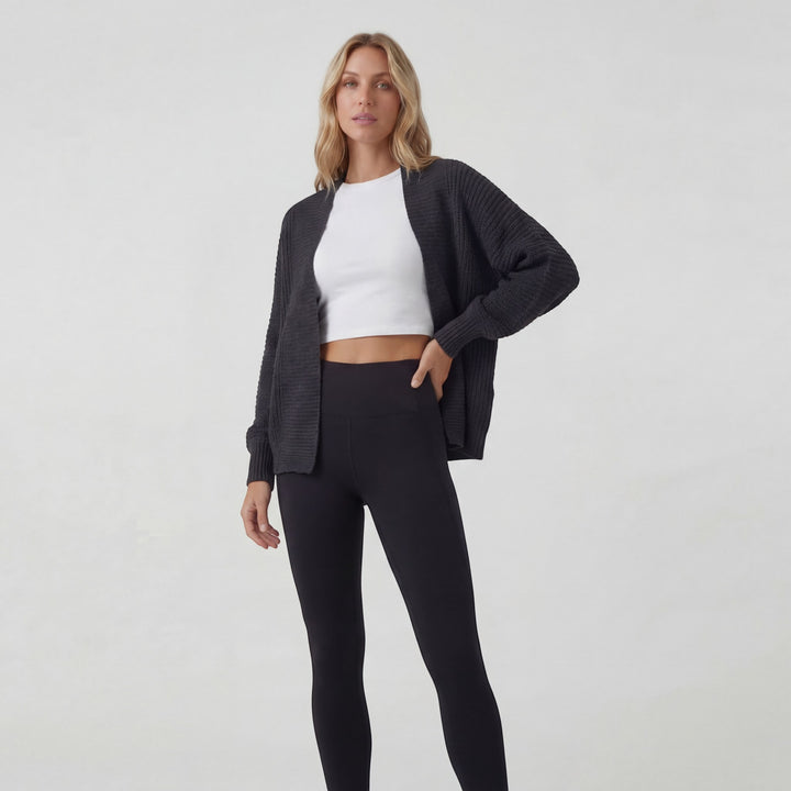 Cardigan Femme Maille Acrylique Ouvert – Manches Chauve-Souris Coupe Décontractée