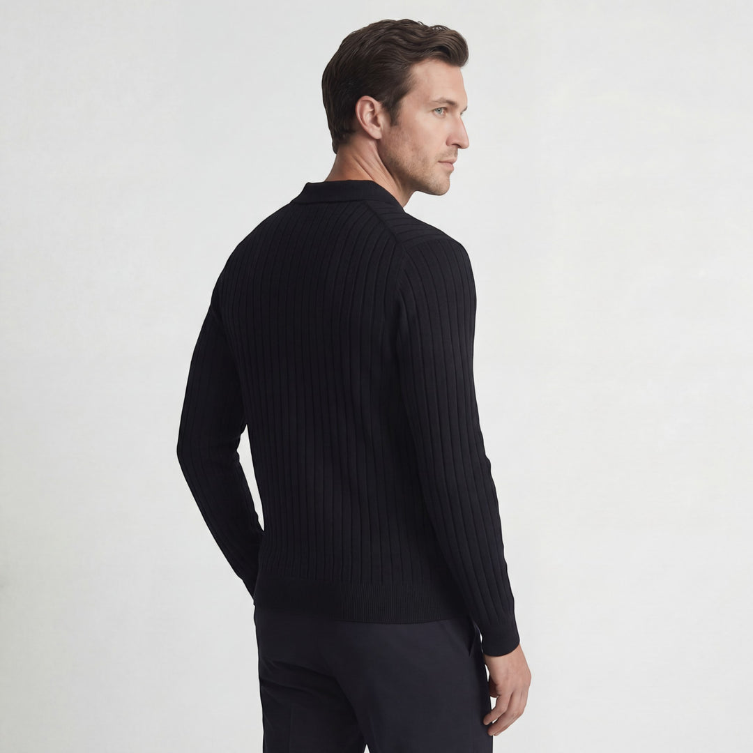 Polo Homme en Maille Viscose – Manches Longues Coupe Décontractée