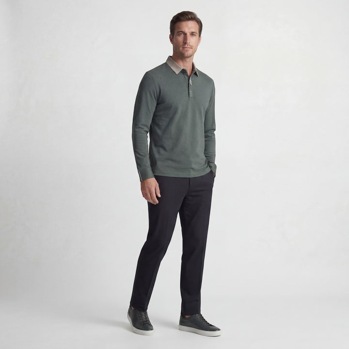 Polo Homme en Coton – Manches Longues Col Classique