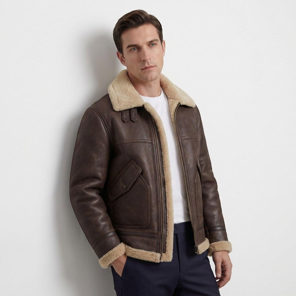 Men's Fleece-Lined Lambswool Jacket – Relaxed Fit