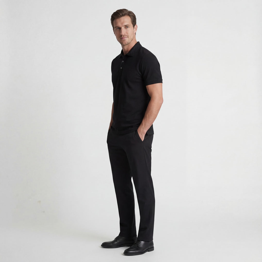 Herren-Polo aus Baumwollstrick – Kurzärmeliges Polo mit Strickoptik