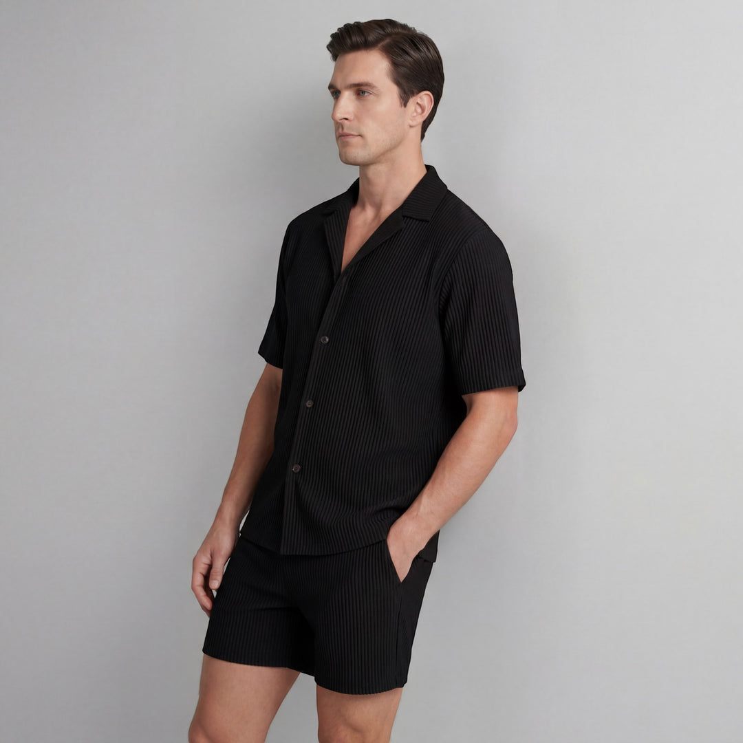 Herren-Set aus Kurzarmhemd und Shorts aus Cord – Lässiger Schnitt