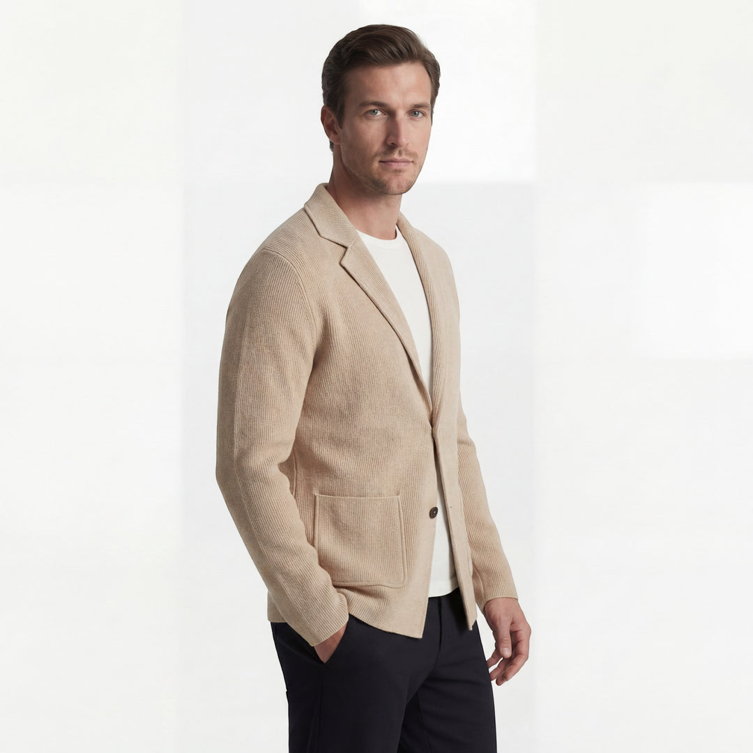 Herren-Strickjacke aus merzerisierter Baumwolle mit V-Ausschnitt – Lässiger, taillierter Schnitt