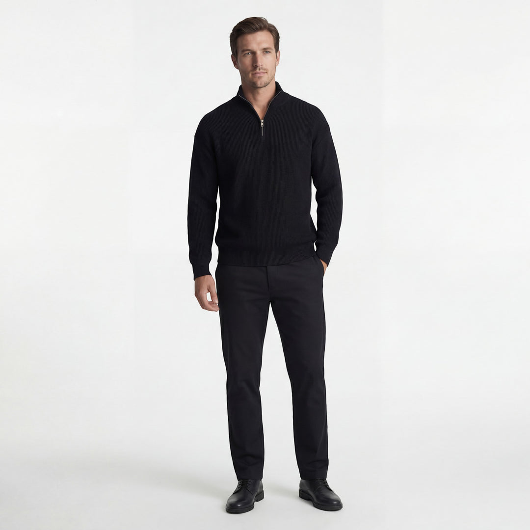 Pull Homme en Maille Fine Demi-Zip – Col Montant