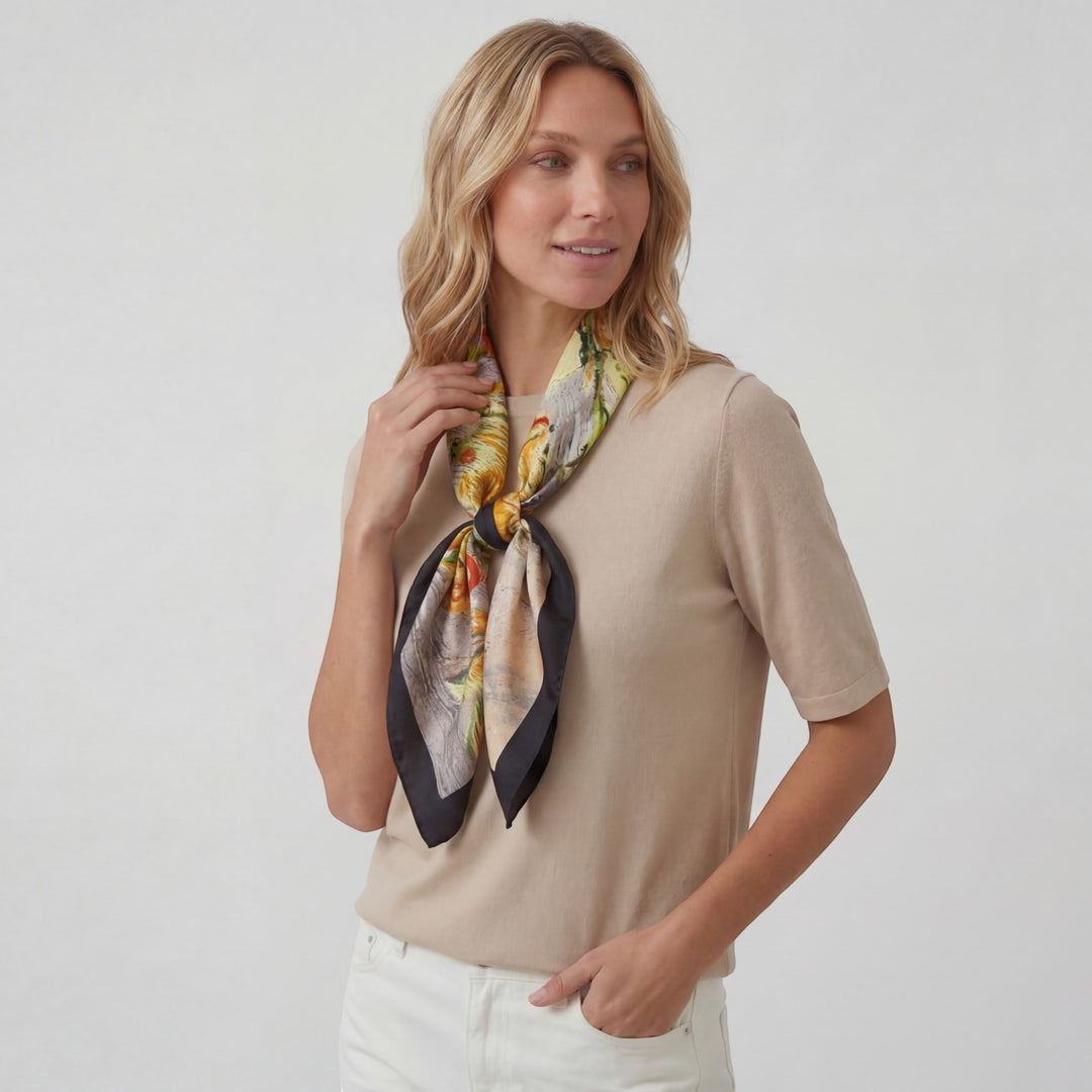 Foulard Carré Femme en Satin de Soie – Écharpe Élégante Polyvalente