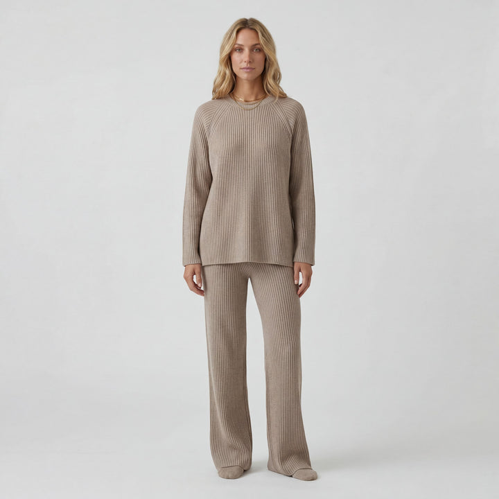 Ensemble en maille côtelée femme – Coupe souple décontractée