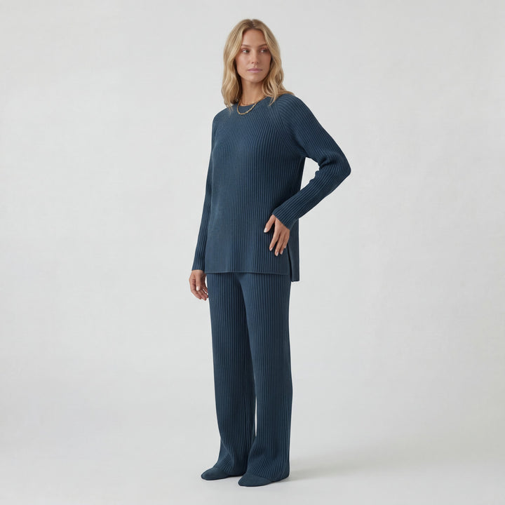 Ensemble en maille côtelée femme – Coupe souple décontractée