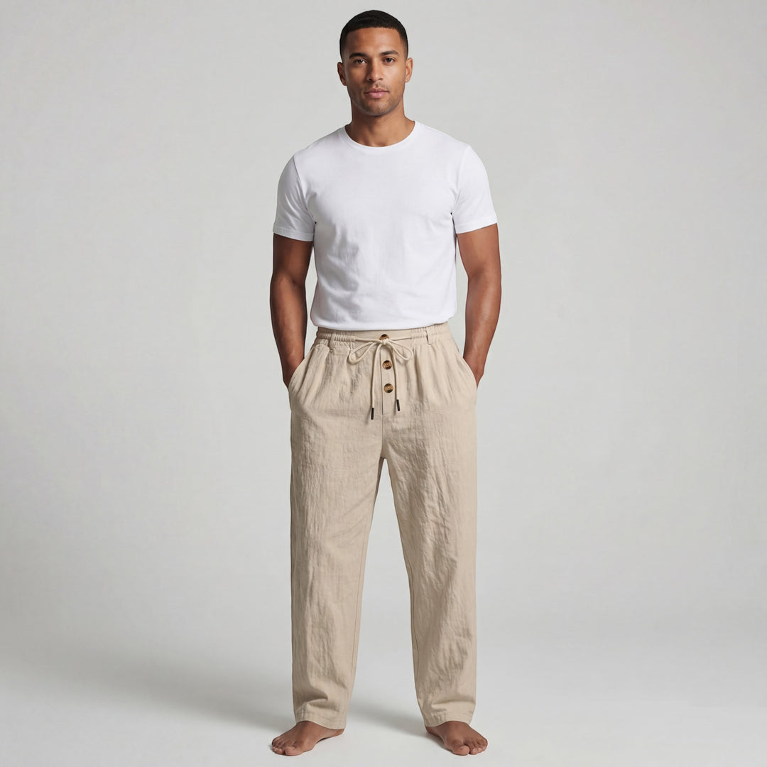 Herrenhose aus Leinen mit Kordelzug – Lässiger, gerader Schnitt
