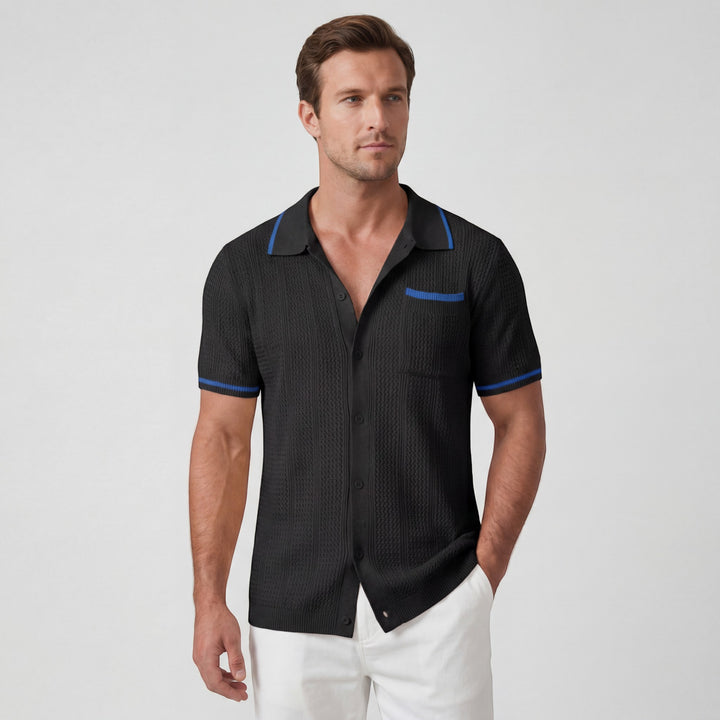 Chemise homme en maille manches courtes – Coupe boutonnée respirante