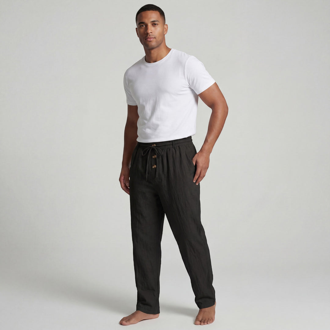 Herrenhose aus Leinen mit Kordelzug – Lässiger, gerader Schnitt