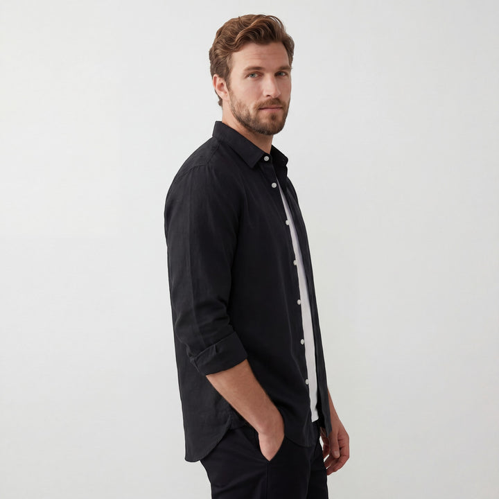 Chemise homme en lin manches longues – Coupe décontractée casual