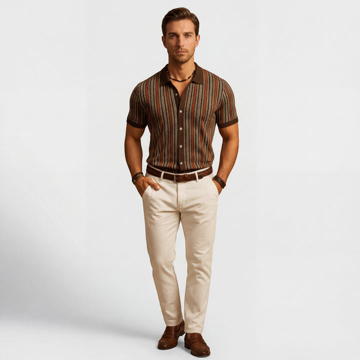 Polo homme en maille jacquard – Manches courtes coupe confortable