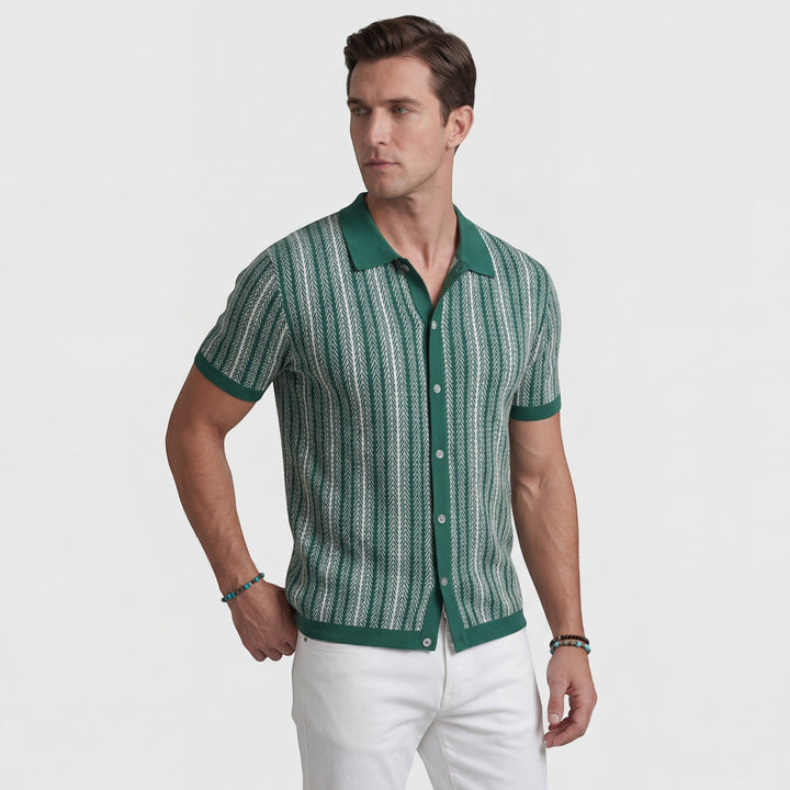 Polo homme en maille jacquard – Manches courtes coupe confortable
