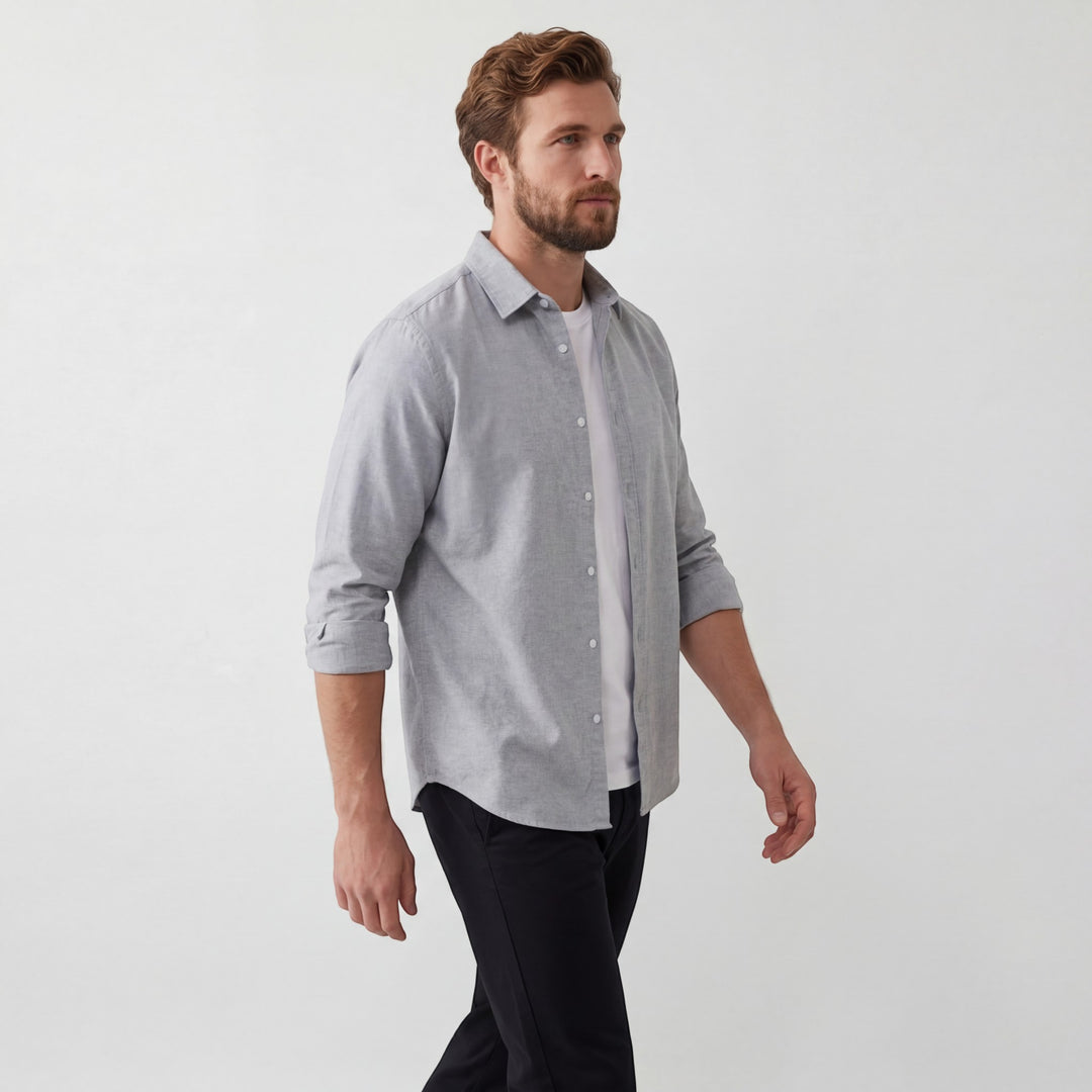 Chemise homme en lin manches longues – Coupe décontractée casual