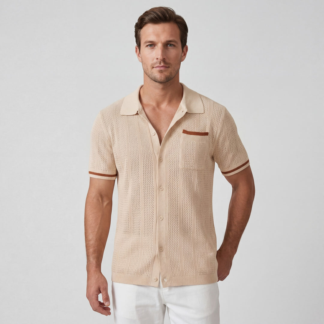 Chemise homme en maille manches courtes – Coupe boutonnée respirante