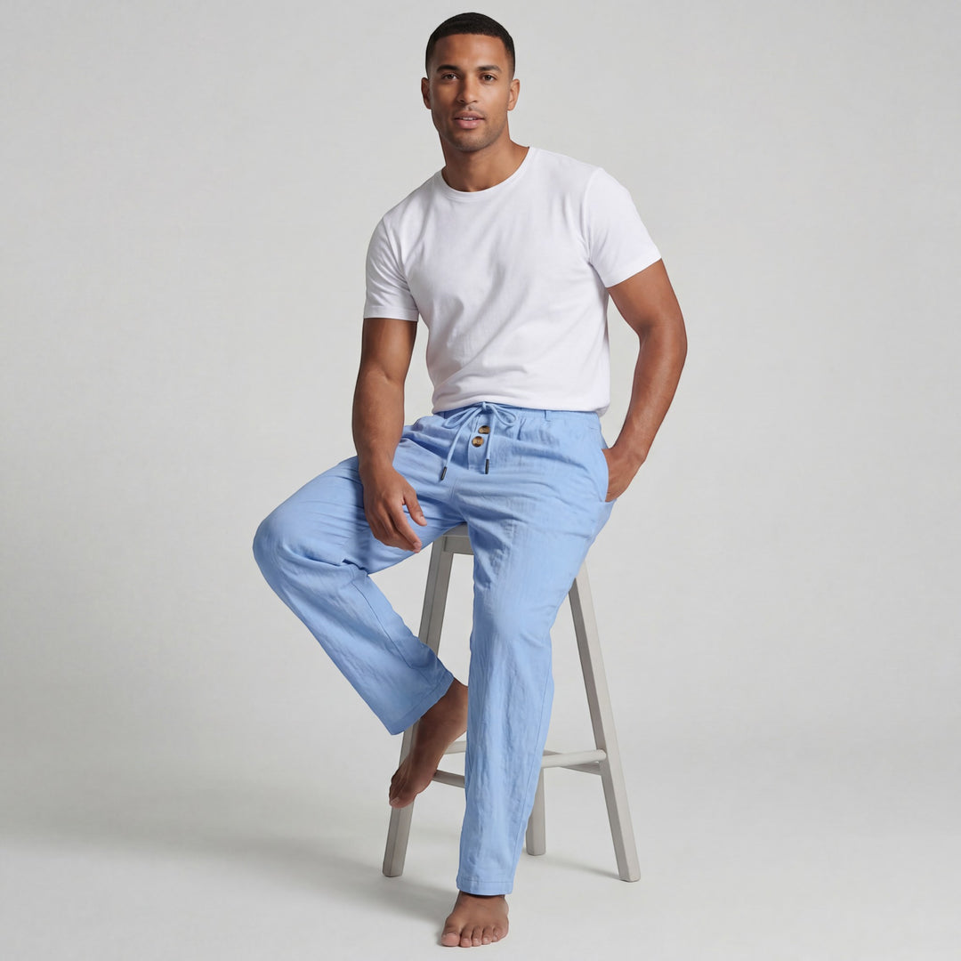 Herrenhose aus Leinen mit Kordelzug – Lässiger, gerader Schnitt