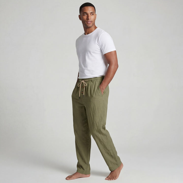 Herrenhose aus Leinen mit Kordelzug – Lässiger, gerader Schnitt