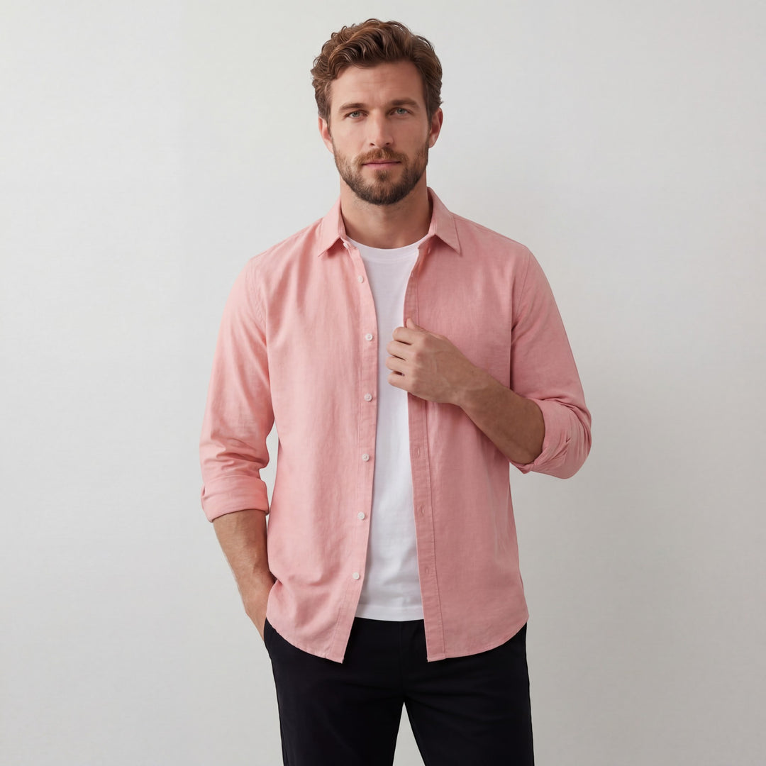 Chemise homme en lin manches longues – Coupe décontractée casual
