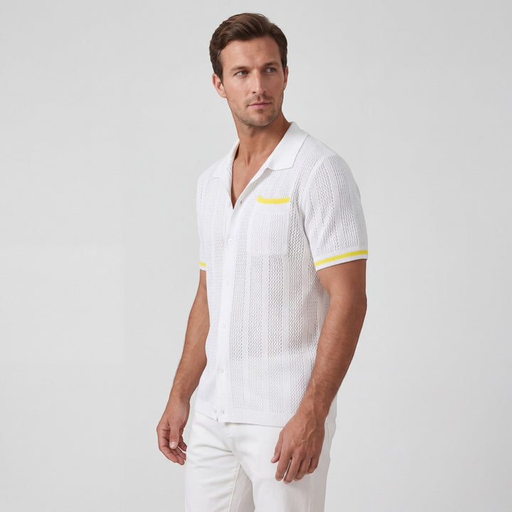 Chemise homme en maille manches courtes – Coupe boutonnée respirante