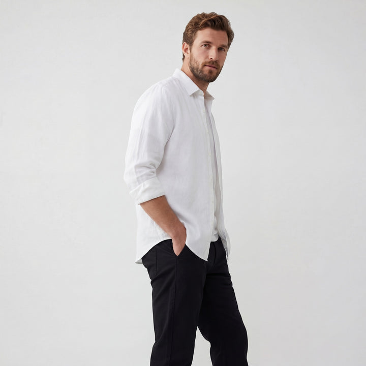 Chemise homme en lin manches longues – Coupe décontractée casual