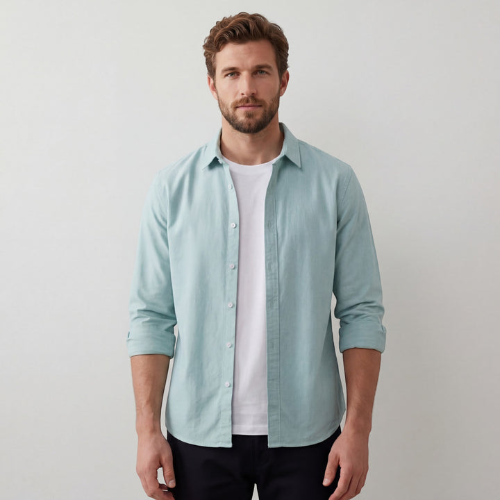 Chemise homme en lin manches longues – Coupe décontractée casual
