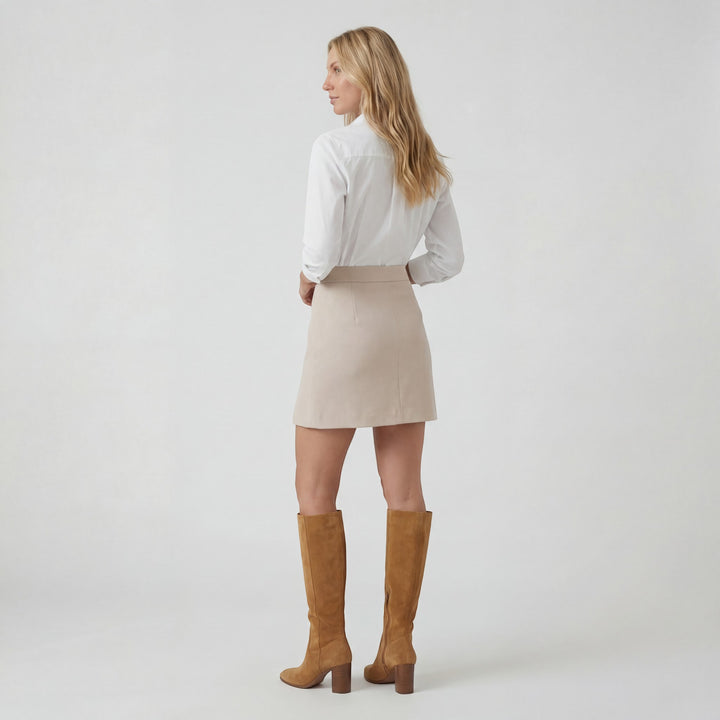 A-Linien-Minirock aus Stoff für Damen – Hohe Taille mit Schlitz